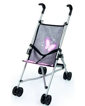 POUSSETTE CANNE GRISE PAPILLON ROSE 55CM  H 55 cm à la poignée. BYR...