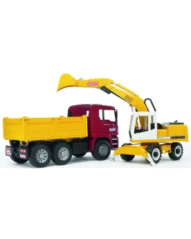 CAMION MAN AVEC GRUE EXCAVA LIEBHERR   BRD02751 BRUDER Âge Minimum:...