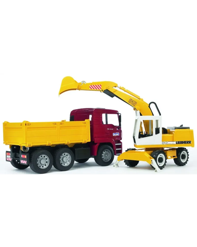 CAMION MAN AVEC GRUE EXCAVA LIEBHERR   BRD02751 BRUDER Âge Minimum:...