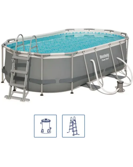 PISC.ARMAT.OVALE 427X250X100 POMPE 2006L  427 x 250 x 100 H cm. Pom...