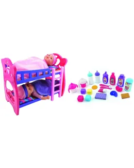 2 BEBE 31CM + LITS SUPERPOSES + 20 ACC.  2 bébés de 31 cm et 20 acc...
