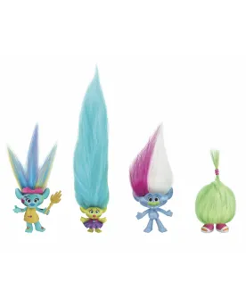 TROLLS MULTIPACK 2ASS.  Pack de 4 Trolls aux cheveux qui se plient ...