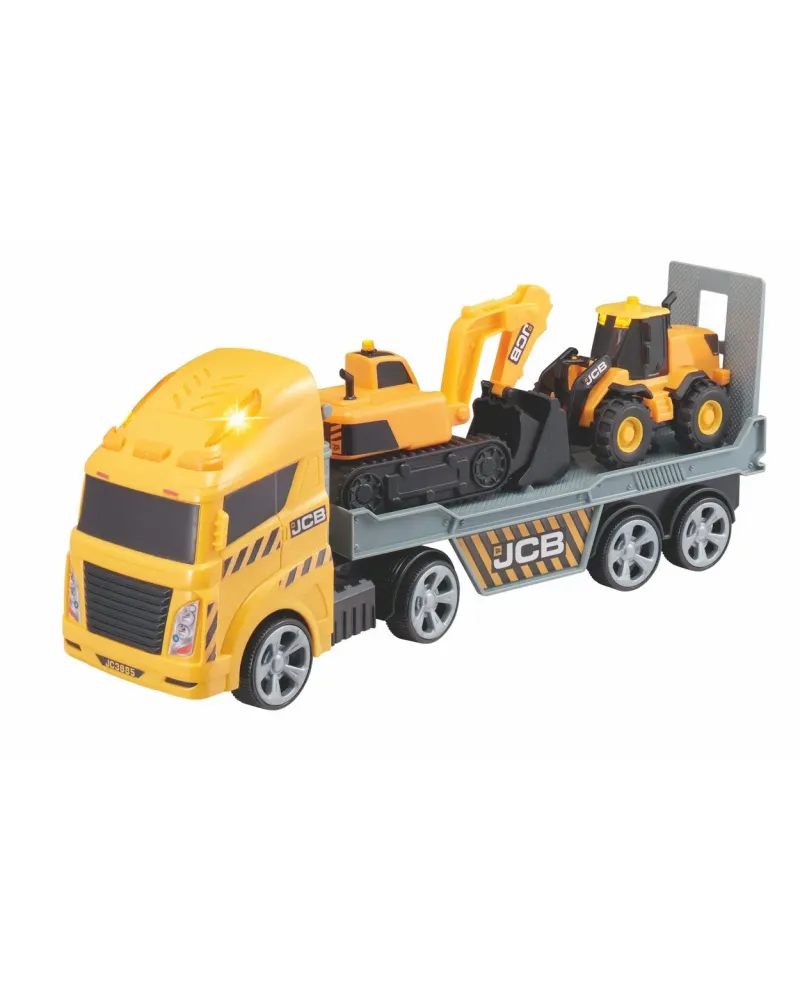 TRANSPORTEUR JCB L/S + BULL + EXCA  Bull et excavatrice sur la remo...