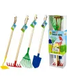 SET 4 GRANDS OUTILS JARDIN BOIS/ACIER  1 pelle, 1 râteau, 1 binette...