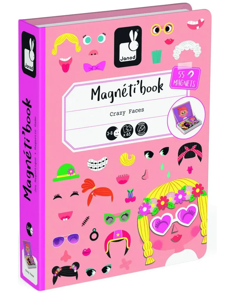MAGNETI'BOOK CRAZY FACES FILLES  Contient 10 cartes et 55 magnets. ...