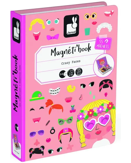 MAGNETI'BOOK CRAZY FACES FILLES  Contient 10 cartes et 55 magnets. ...