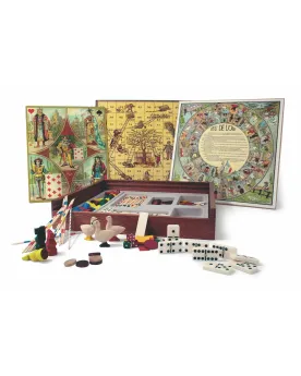 COFFRET DE JEUX TRADITION  Jeu des petits chevaux, oie, moulin, éch...