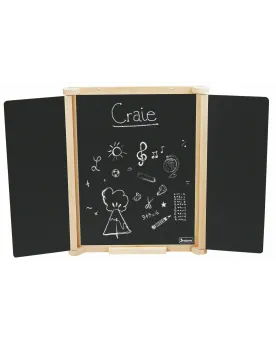 TABLEAU TRYPTIQUE BOIS/FEUTRE 82X56  Une ardoise centrale pour écri...