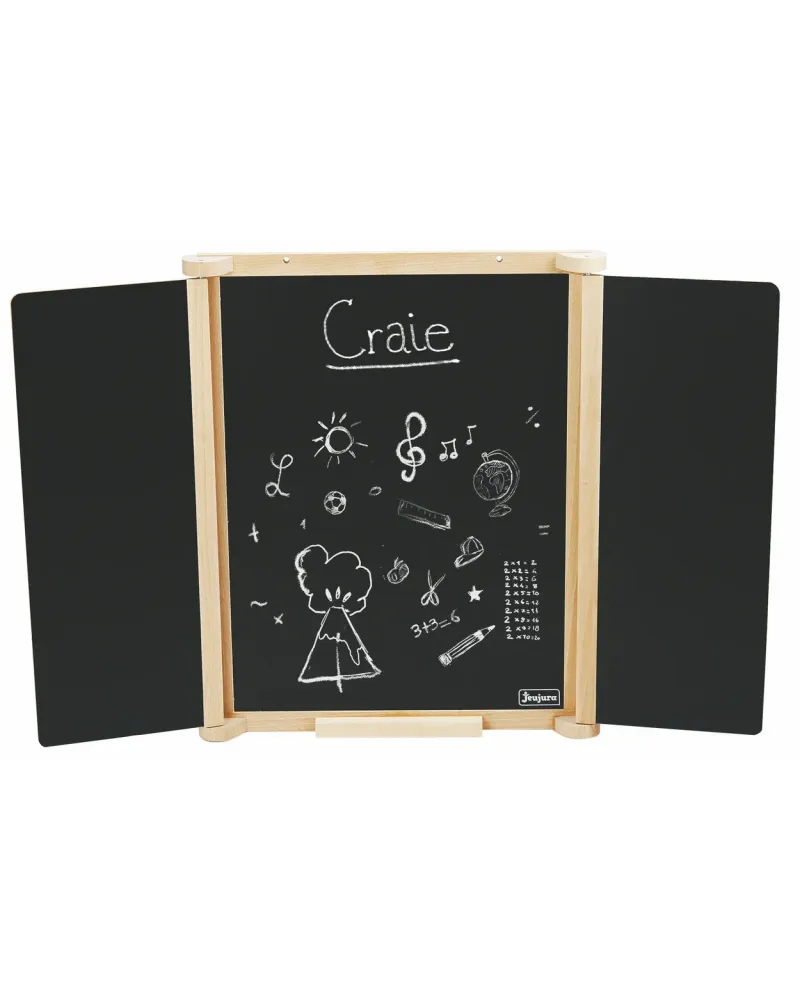 TABLEAU TRYPTIQUE BOIS/FEUTRE 82X56  Une ardoise centrale pour écri...