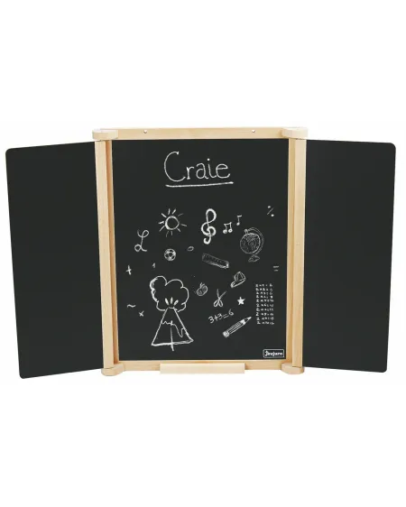TABLEAU TRYPTIQUE BOIS/FEUTRE 82X56  Une ardoise centrale pour écri...