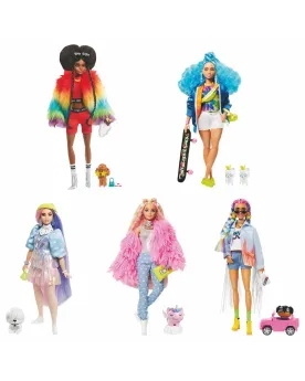BARBIE EXTRA DOLL  1 poupée avec 11 articulations, 1 animal, des vê...