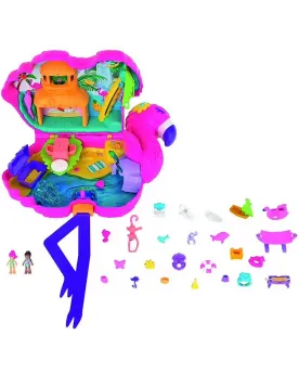 POLLY POCKET FLAMANT ROSE SURPRISE  26 surprises dont 2 micro Polly...