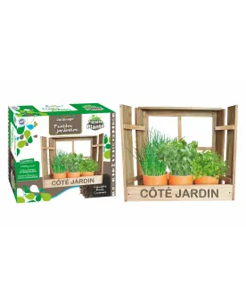 BOITE FENETRE JARDINIERE + 3 POTS  3 Pots en bambou biodégradables,...