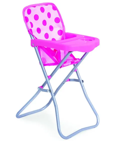 CHAISE HAUTE 843 A POIS ROSE  51 cm. Facilement repliable. MLG9384S...
