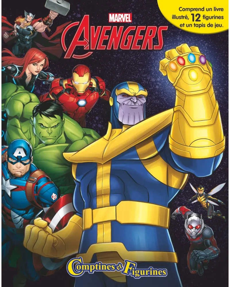 COFFRET COMPTINES ET FIGURINES AVENGERS2  1 livre, des figurines et...