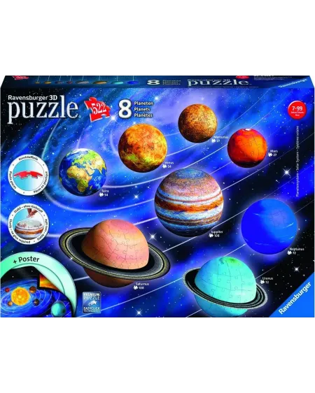 PUZZ. 3D SYSTÈME SOLAIRE 522 PCES  522 pièces pliables pour réalise...
