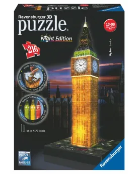 PUZZ. 3D BIG BEN LUMINEUX  Pièces pliables. Des LED l'illumineront ...