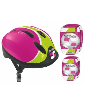 CASQUE GENOUILLERES COUDIERES ROSE  Casque, genouillères et coudièr...