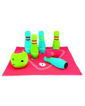 BOITE BOWLING MOUSSE 6 QUILLES + TAPIS  6 quilles, 1 tapis et 1 bou...