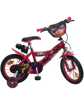 VELO 16" MIRACULOUS  Roues gonflables, 2 freins et 1 gourde. TOS169...