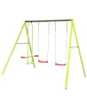 PORTIQUE METAL ELIROU 2M20 2 BALANCOIRE Avec 2 balançoires et un vi...