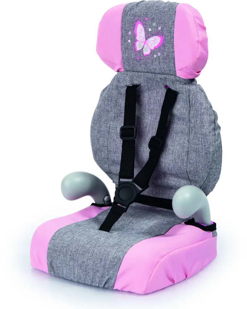 SIEGE AUTO POUR POUPEE GRIS/ROSE  Pour des bébés ou poupées jusqu'à...
