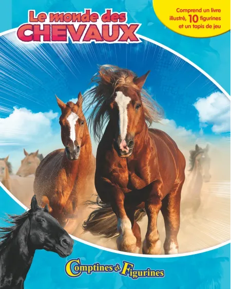 COFFRET COMPTINES ET FIGURINES CHEVAUX  1 livre, des figurines et 1...