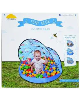 TENTE BLEUE + 50 BALLES 6CM  Se plie et se replie facilement. Prote...