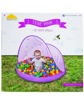 TENTE ROSE + 50 BALLES 6CM  Se plie et se replie facilement. Protec...