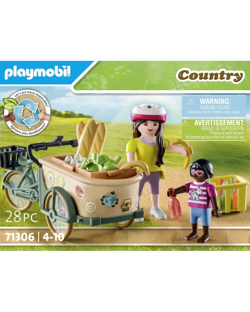 CYCLISTE AVEC VELO ET REMORQUE AVANT   PMB71306 PLAYMOBIL Âge Minim...