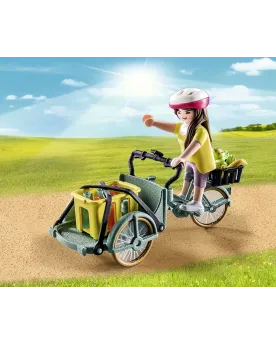 CYCLISTE AVEC VELO ET REMORQUE AVANT   PMB71306 PLAYMOBIL Âge Minim...