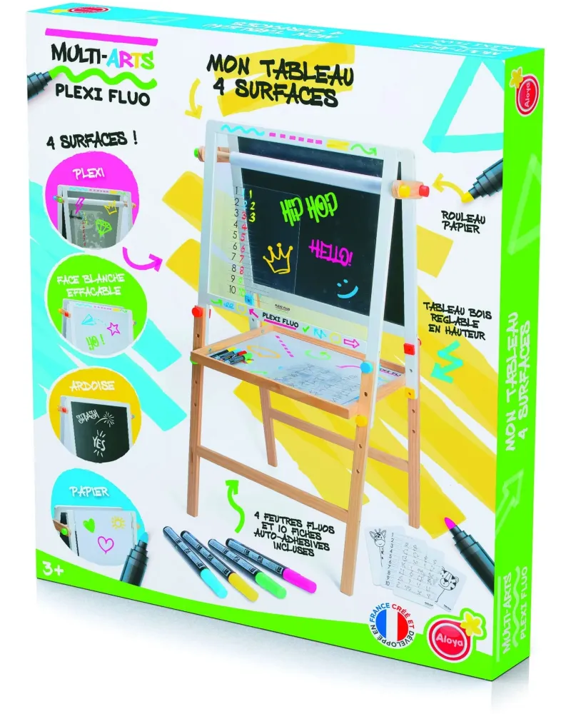 MON TABLEAU 4 SURFACES  1 face plexi, 1 blanche effaçable, 1 ardois...