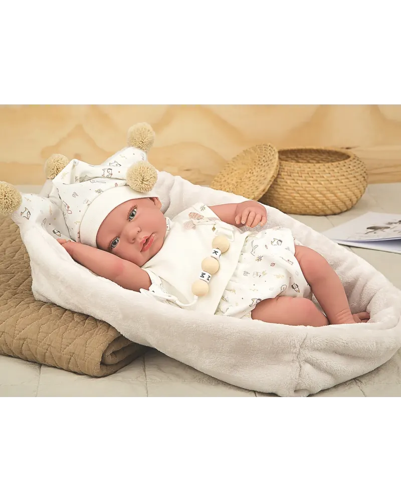 REBORN BEBE ADAY 40CM + COUFFIN  40 cm. Traits réalistes. Corps sou...