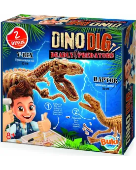 DINO DIG  Creuse le bloc de plâtre pour découvrir les squelettes d'...