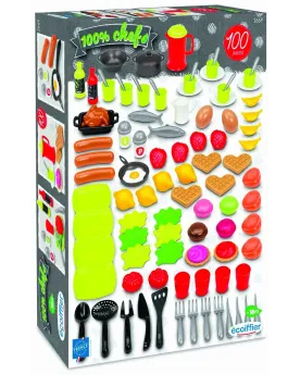 100% CHEF BOITE DINETTE 100 PCES  Nombreux accessoires dont des gau...