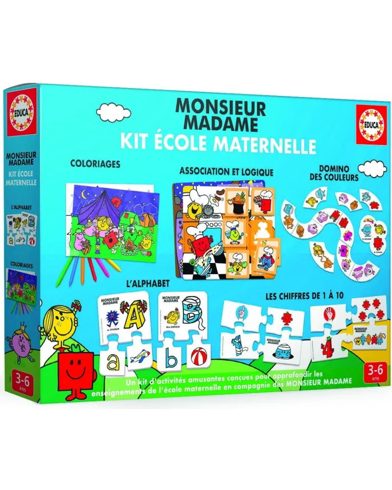 MONSIEUR MADAME KIT ECOLE MATERNELLE  Coloriage, dominos des formes...
