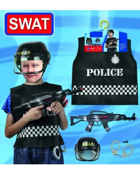 PANOPLIE SWAT + ARME +CASQUE + MENOTTES  Avec accessoires. D'autres...