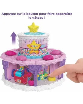 POLLY POCKET GATEAU D'ANNIVERSAIRE  Ouvre ce gâteau de 2 étages pou...