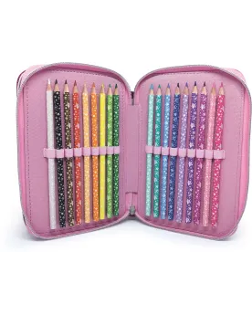 TROUSSE DE CRAYONS A 3 COMP. PETULIA  Contient : carnet d'activités...