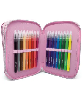 TROUSSE DE CRAYONS A 3 COMP. PETULIA  Contient : carnet d'activités...