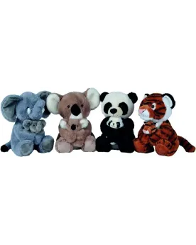 PANDA/KOALA/TIGRE/ELEPHANT + BEBE  28 cm. Panda, koala, tigre ou él...