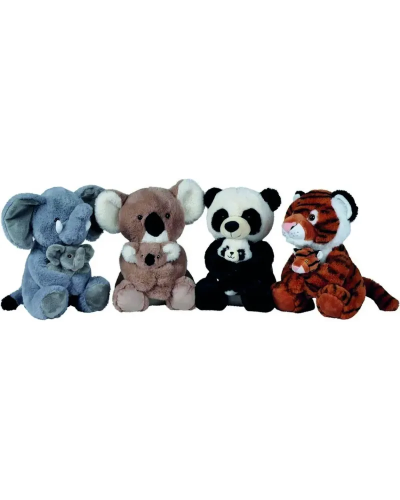 PANDA/KOALA/TIGRE/ELEPHANT + BEBE  28 cm. Panda, koala, tigre ou él...
