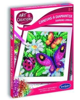CANEVAS A DIAMENTER PAPILLONS ET MARGUER  Réalise de jolies créatio...