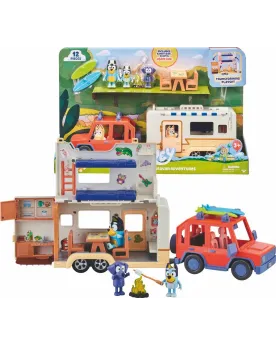 BLUEY JEEP + CARAVANE + PERS. + ACC.  Une voiture avec une caravane...