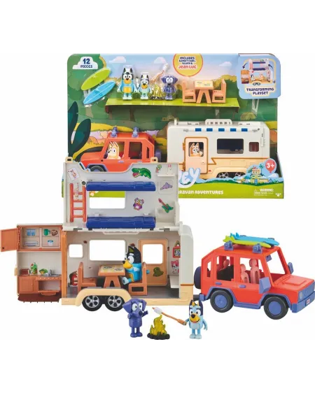 BLUEY JEEP + CARAVANE + PERS. + ACC.  Une voiture avec une caravane...