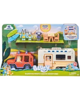 BLUEY JEEP + CARAVANE + PERS. + ACC.  Une voiture avec une caravane...