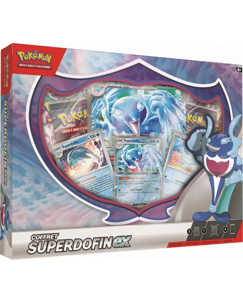 POKEMON COFFRET EX 4 BOOSTERS SUPERDOFIN  Inclus : 4 boosters, 3 ca...