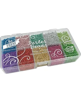 BOITE PERLES METAL  18 couleurs de perles de 2 mm de diamètres pour...