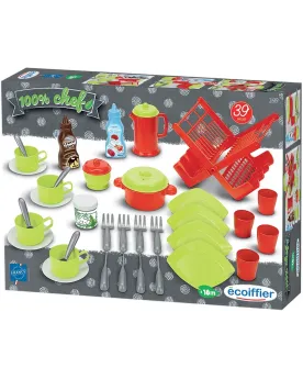 100% CHEF EGOUTTOIR + DINETTE 39PCES  1 égouttoir et 38 pièces de d...