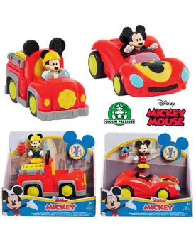MICKEY VEHICULE + PERS 7.5CM ASS  Figurine articulée de 7,5 cm et v...